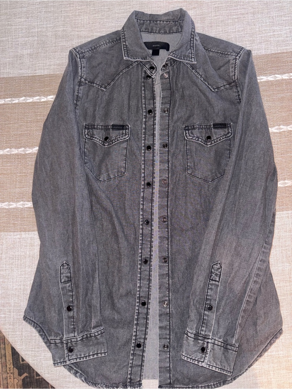 Diesel Grey Washed Denim Shirt Jacket